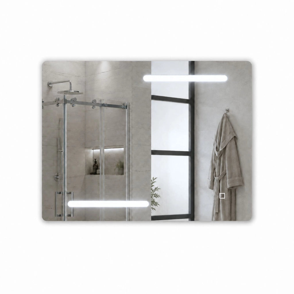 Specchio 5 mm rettangolare decorazione led interruttore touch alluminio *** misure 90x70 cm, tonalità standard 6000-...
