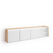 Mobile TV Soggiorno, 207x50x35 cm, Per TV fino a 80", LED, Bianco e Rovere soft