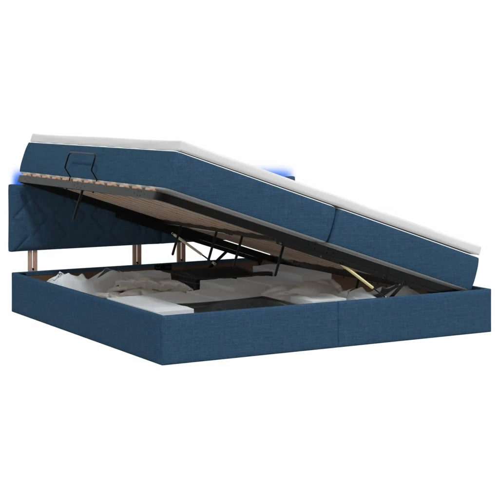 Letto con contenitore LED e materasso Blu 200 x 200 cm Tessuto 3459152