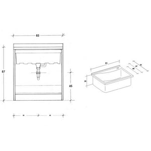 Mobile Lavatoio 83x60x87 cm 2 Ante Asse in Legno Montegrappa Acqua Marella Bianco Lucido