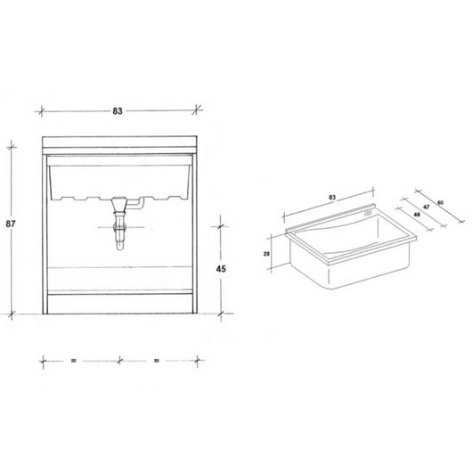 Mobile Lavatoio 83x60x87 cm 2 Ante Asse in Legno Montegrappa Acqua Marella Bianco Lucido