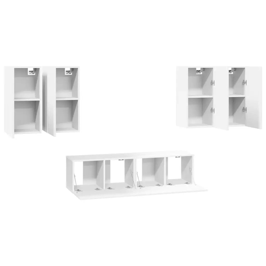 Set di Mobili Porta TV 6 pz Bianco in Legno Multistrato 3078679