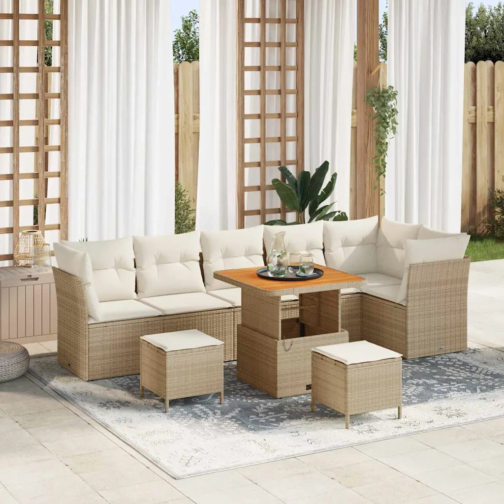 Set Divano da Giardino 9 pcs Beige polyrattan 3361501