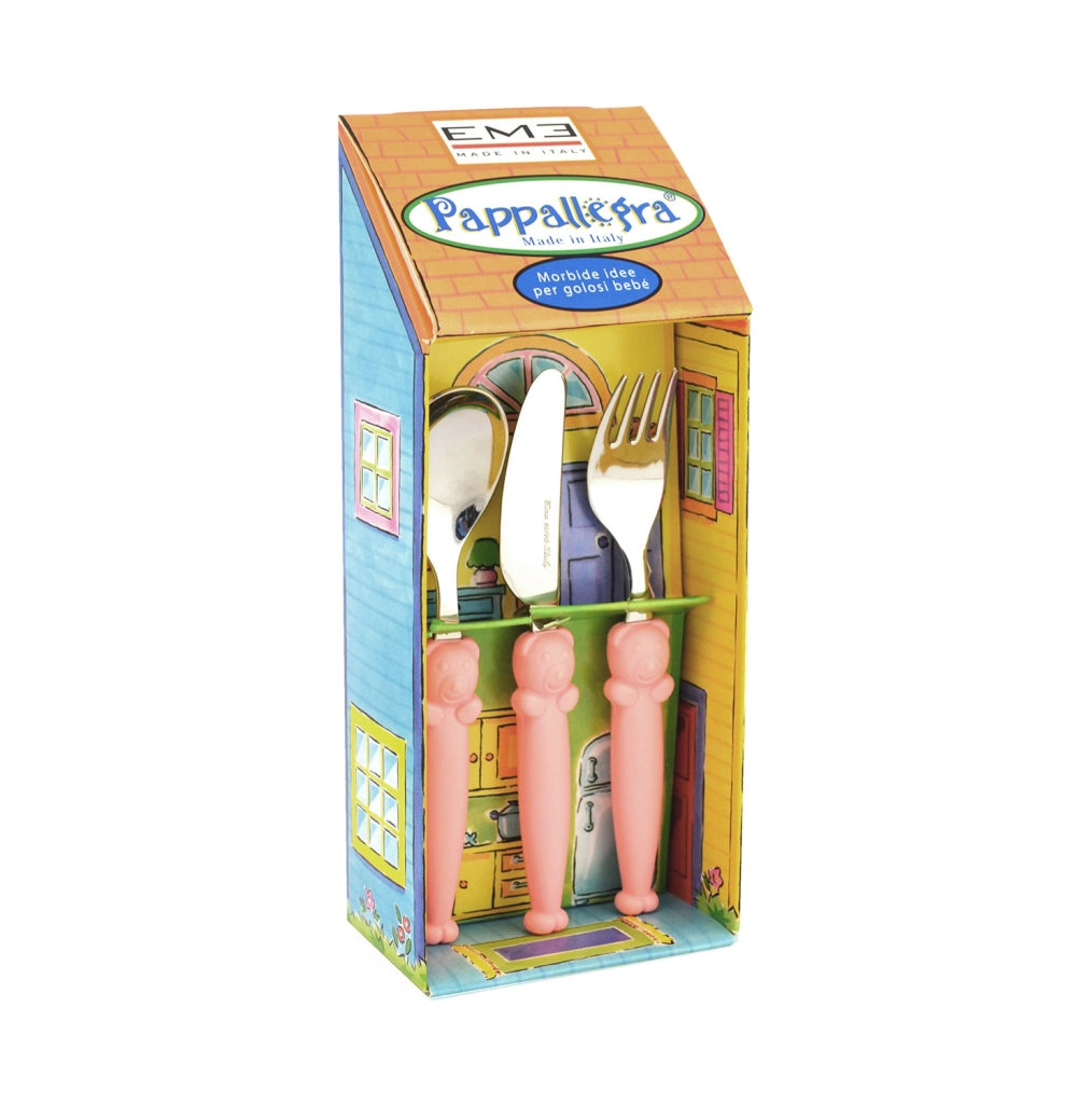 Set Posate per Bambini in Acciaio Eme Pappallegra Rosa