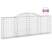 Cestini gabbioni recinzione a gabbia muro di contenimento ad arco 20 pezzi 300 x 30 x 100/120 cm ferro zincato argento 02_0040617