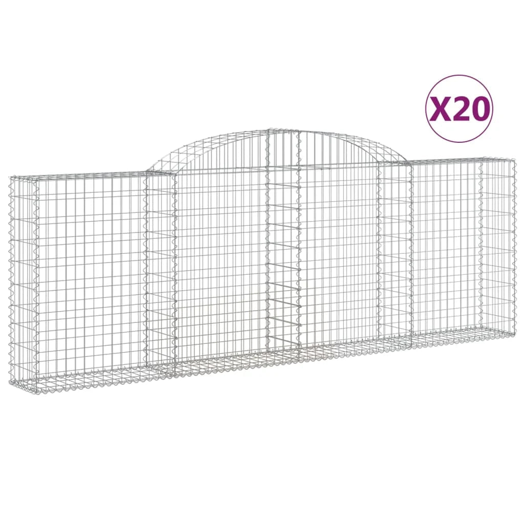 Cestini gabbioni recinzione a gabbia muro di contenimento ad arco 20 pezzi 300 x 30 x 100/120 cm ferro zincato argento 02_0040617