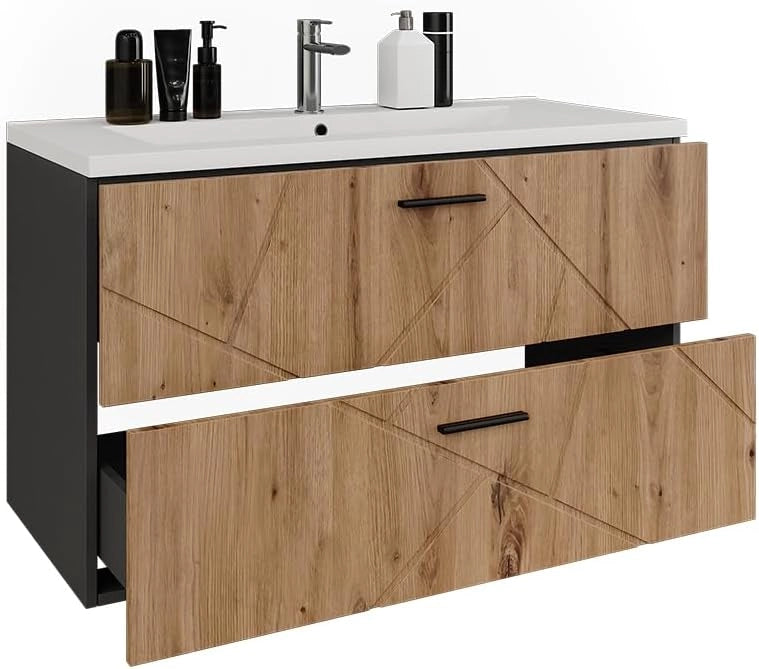 Set di mobili da bagno Irma, Antracite/Artisan, 2 parti
