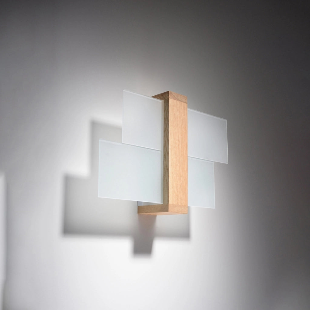Applique REBIRD 1 legno chiaro vetro bianco E27 Pure Lume