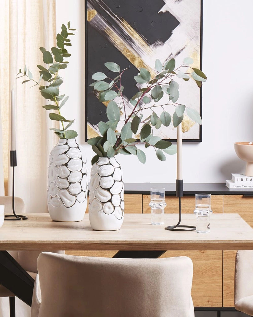 Vaso per fiori in gres porcellanato bianca 28 cm Accessorio per la casa Pezzo d'Stile glamour