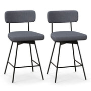Set di 2 sgabelli da bar girevoli 63,5 cm comoda seduta imbottita design contemporaneo in tessuto di lino grigio 20_0012533