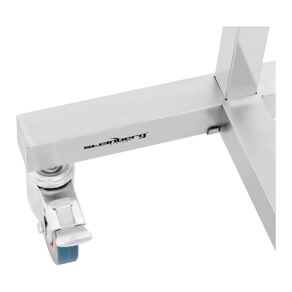 Tavolo Mayo - su ruote - 600 x 400 mm - regolabile in altezza - acciaio inox / gomma 14_0007640