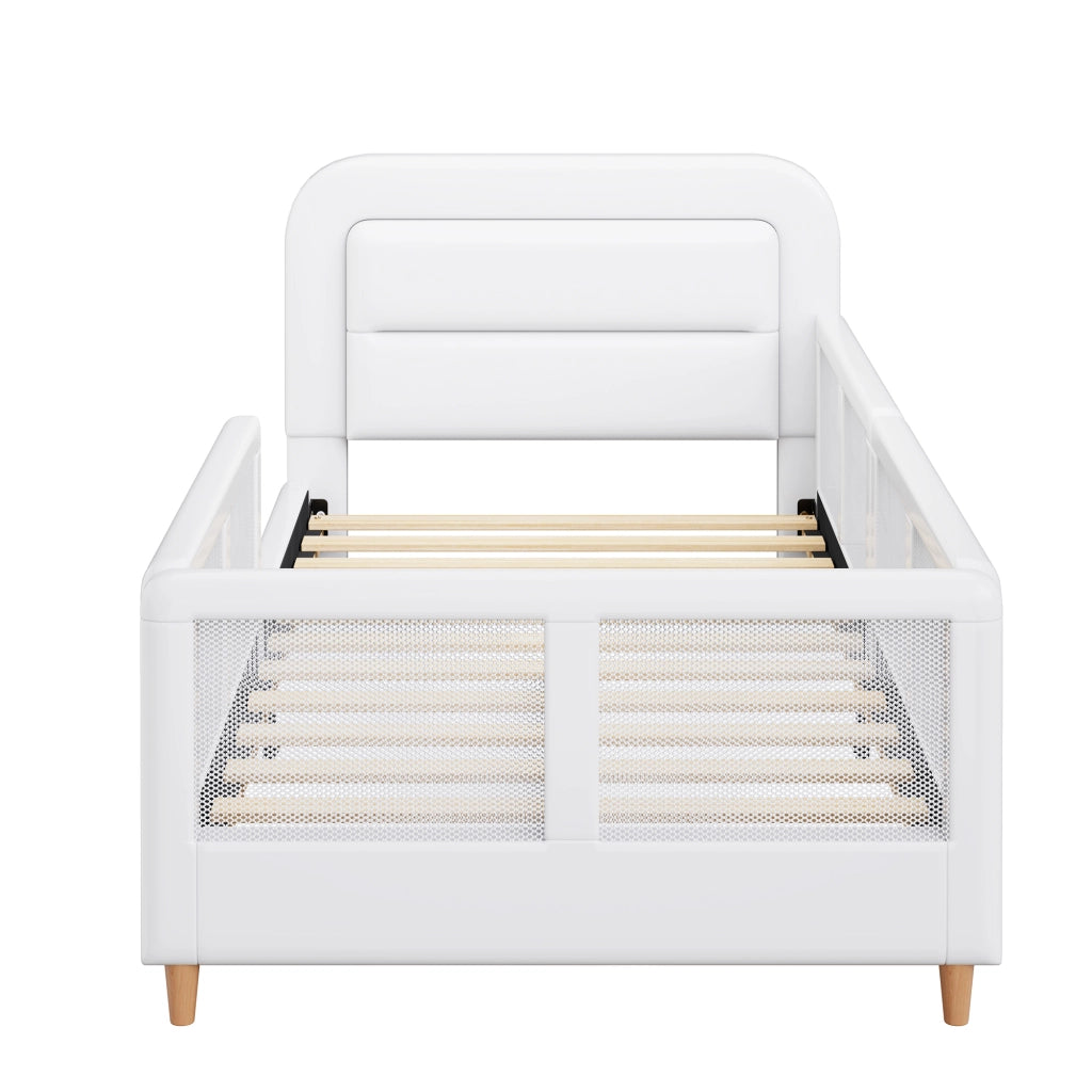 Letto imbottito 90x200 con sponde di sicurezza - Zephmum - Bianco