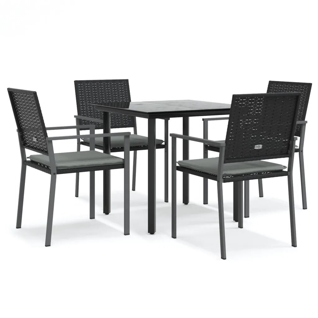 Set Pranzo da Giardino 5pz con Cuscini in Polyrattan e Acciaiocod mxl 100578