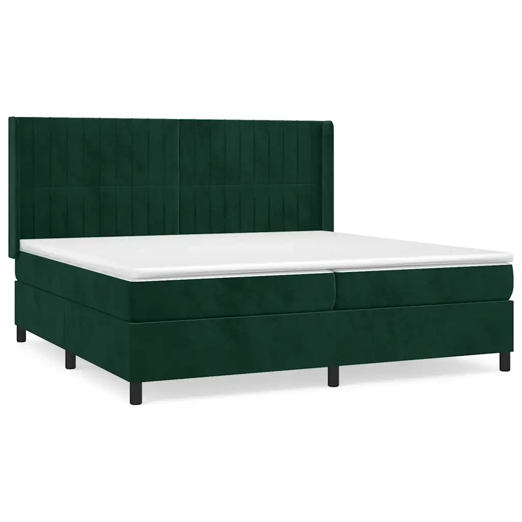 Giroletto a Molle con Materasso Verde Scuro 200x200 cm Velluto cod mxl 57260