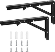 Console di chiusura a gomito - carico pesante - pieghevole - sostegno angolare - metallo - 90 gradi - angolo pieghevole - sostegno angolare - casa - cucina - ufficio - tavolo - parete - nero - 30 cm