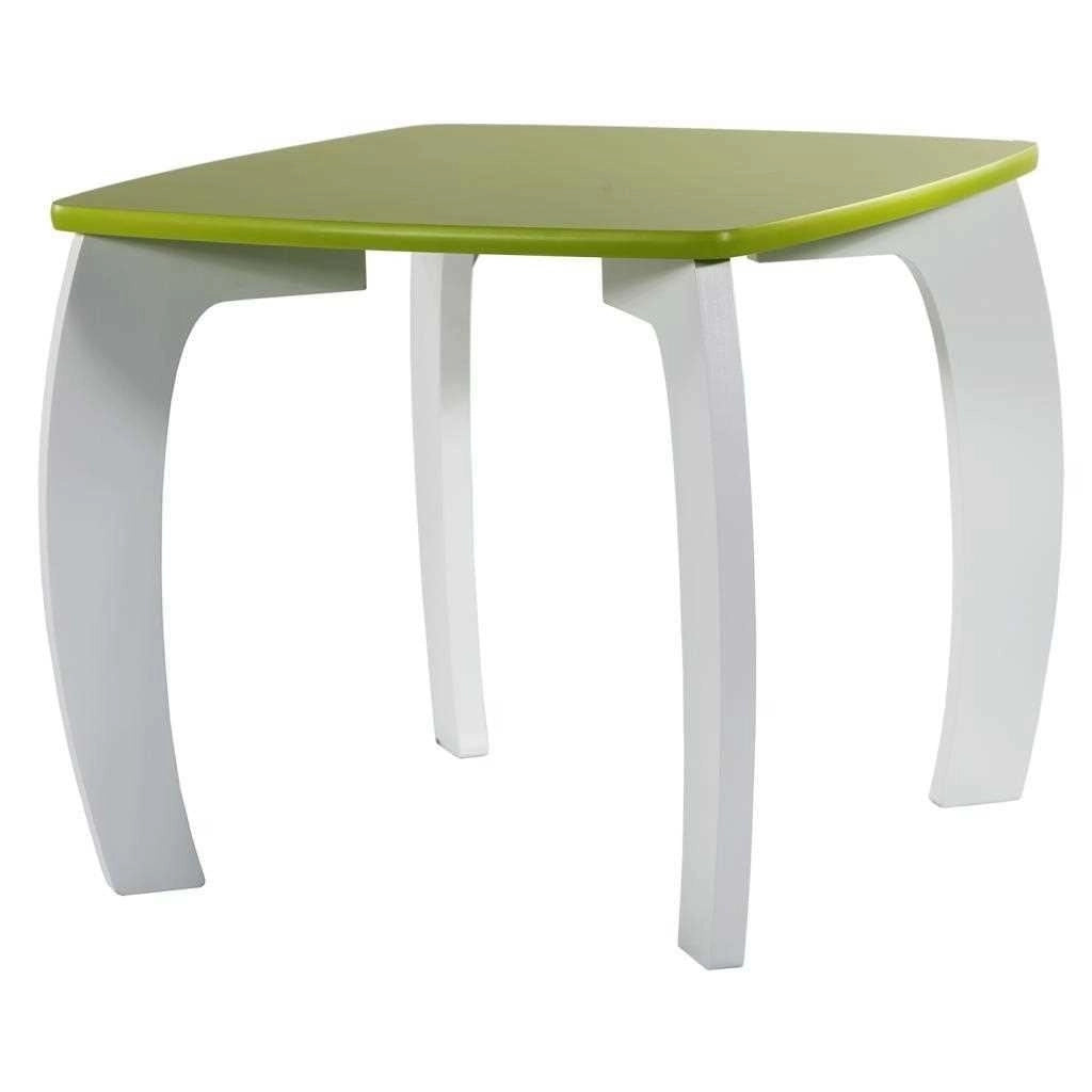 Set tavolo e 2 sgabelli in legno bianchi/verdi 96x48x42 h cm