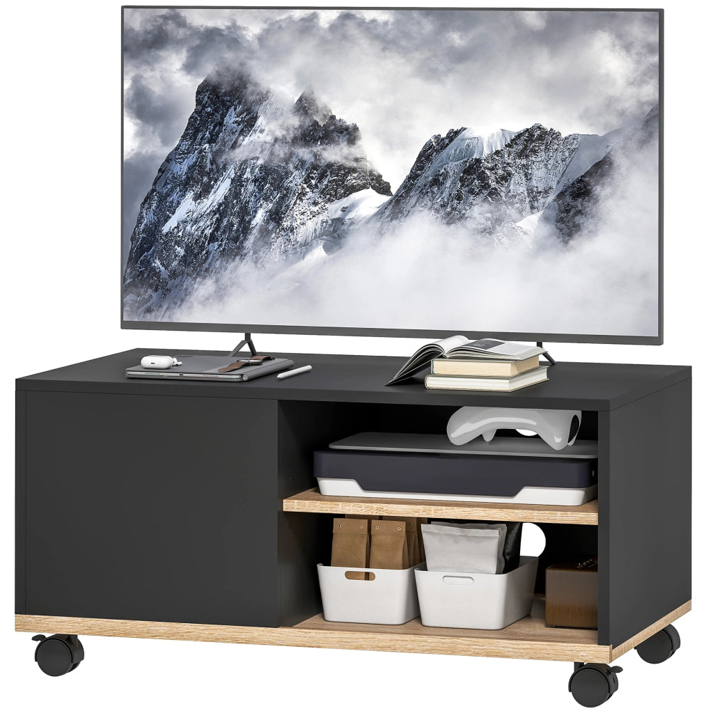 Mobile TV con ante e ripiani regolabili ¨C zephmum ¨C Nero Rovere 120x30x