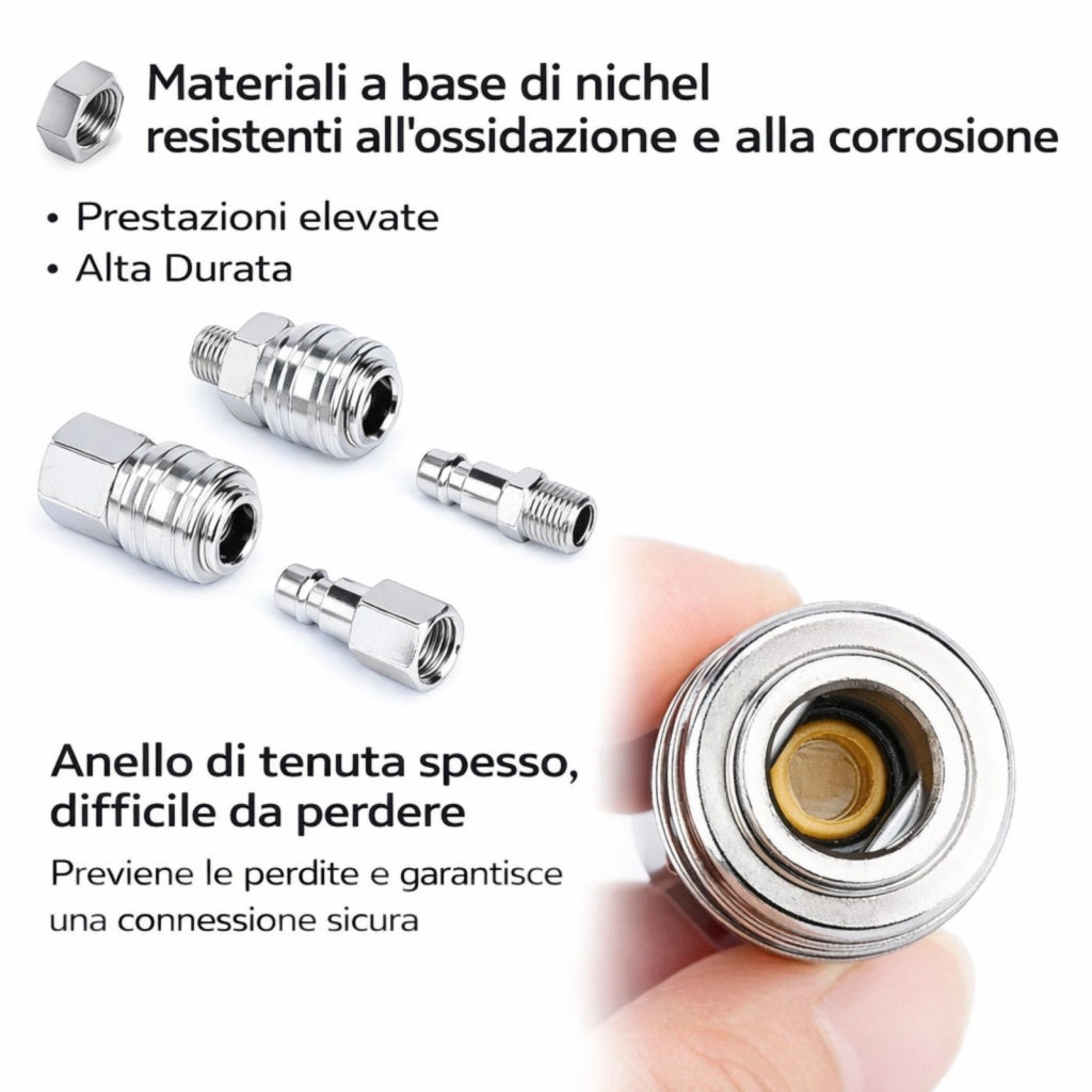 SET 5 RACCORDI RAPIDI PER TUBO ARIA ATTACCO 1/4" RACCORDI RAPIDI TUBO ARIA 2025E