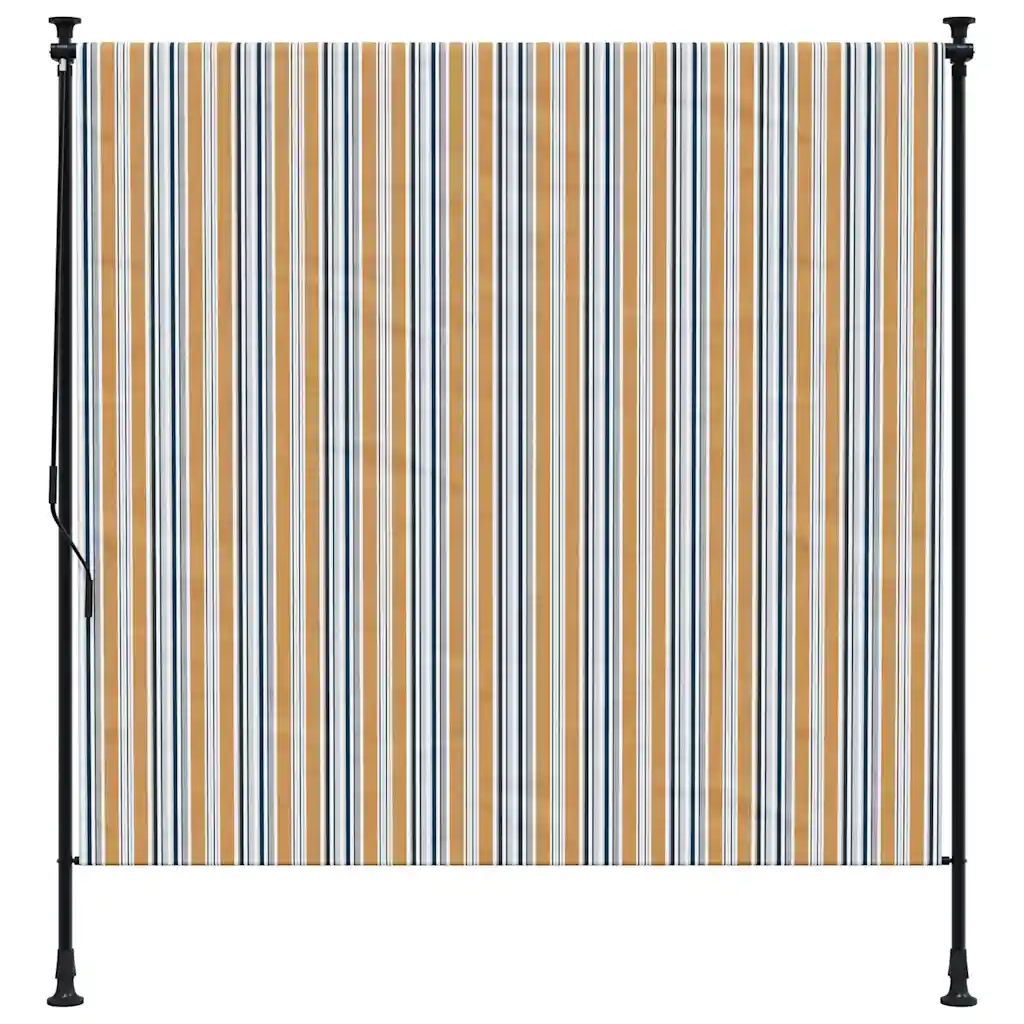 Tenda a Rullo Esterno-Tenda avvolgibile Gialla e Bianca 200x270cm Tessuto Acciaio