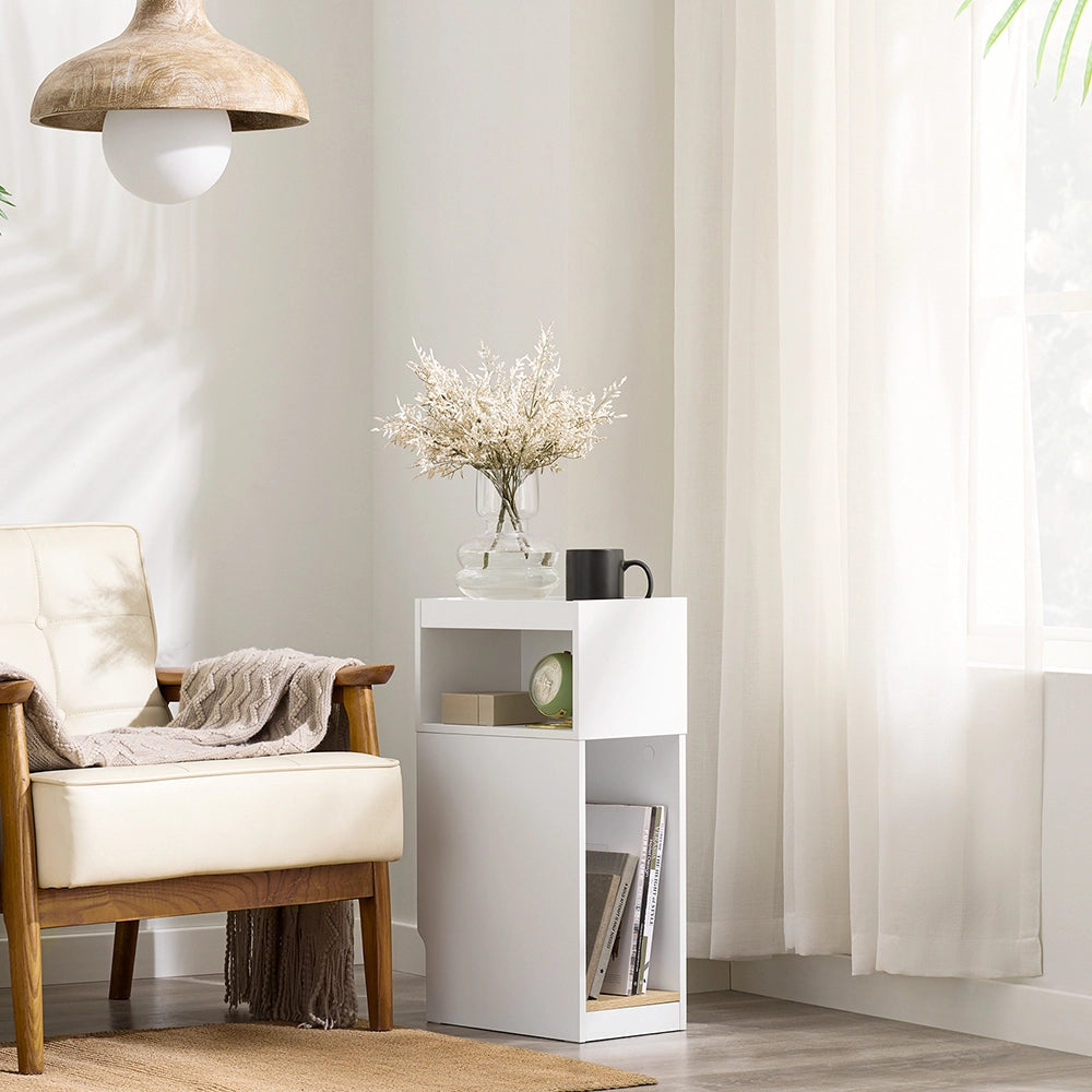 SoBuy FBT171-WN Comodino Camera da Letto Stretto, Tavolino Stretto con Cassetto e Ripiano, Comodino Moderno per Camera da Letto e Soggiorno, Bianco, 20 x 35 x 60 cm