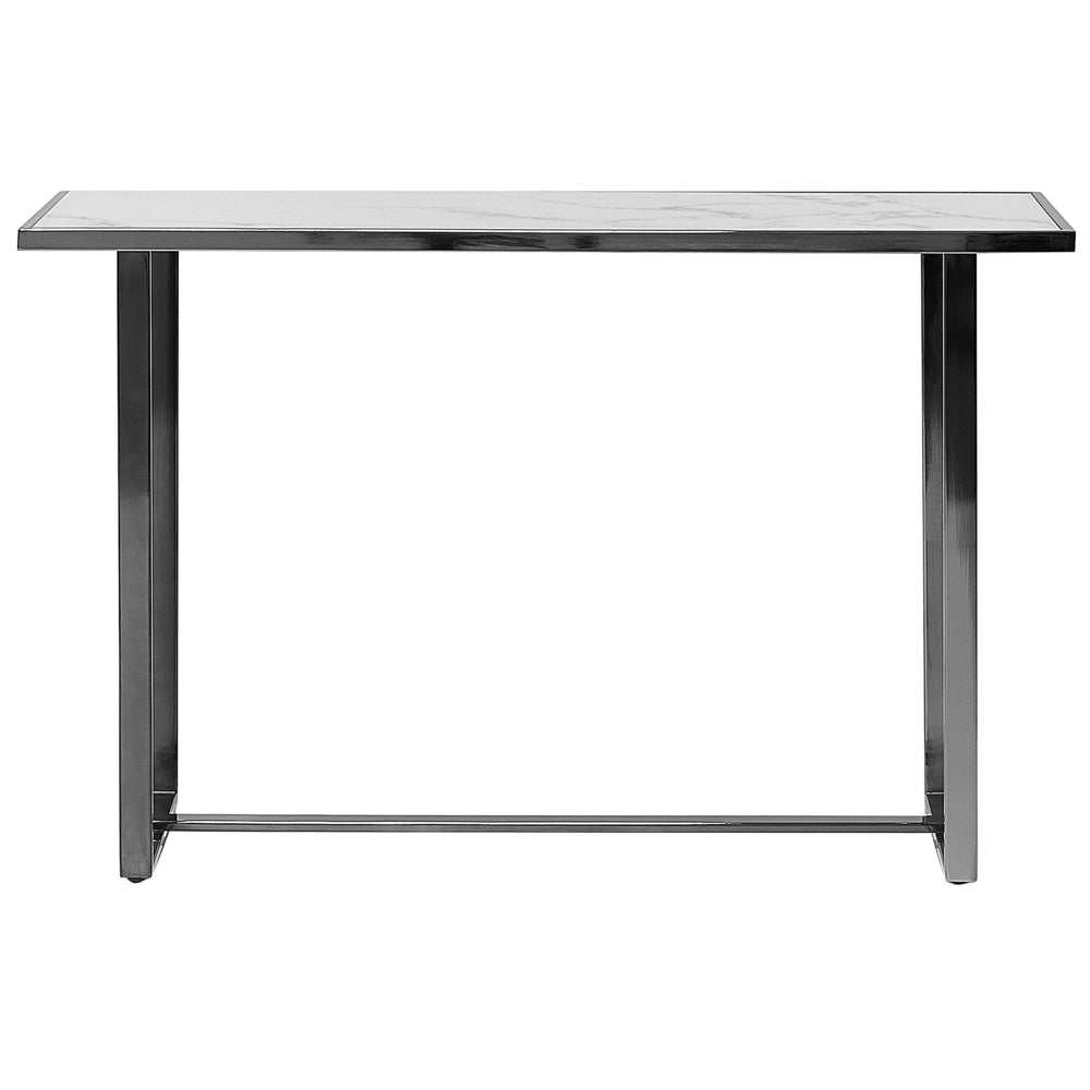 Consolle Bianco Argento Vetro Temperato Acciaio 120 x 40 cm Effetto Marmo Glam Moderno Soggiorno Camera Da Letto Corridoio