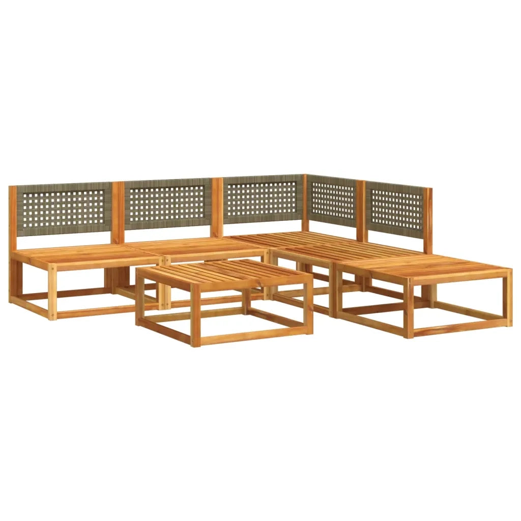 Set di divani da giardino 6 pezzi con cuscini in legno di acacia e rattan
