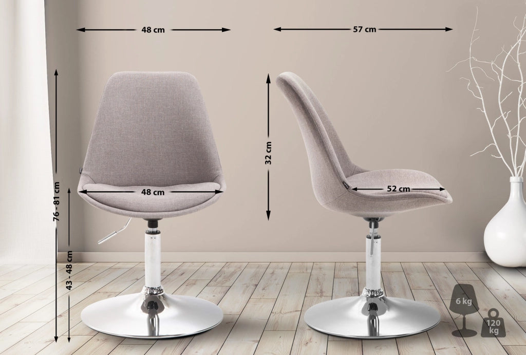 Sedia da pranzo MAVERICK in tessuto grigio,cromo