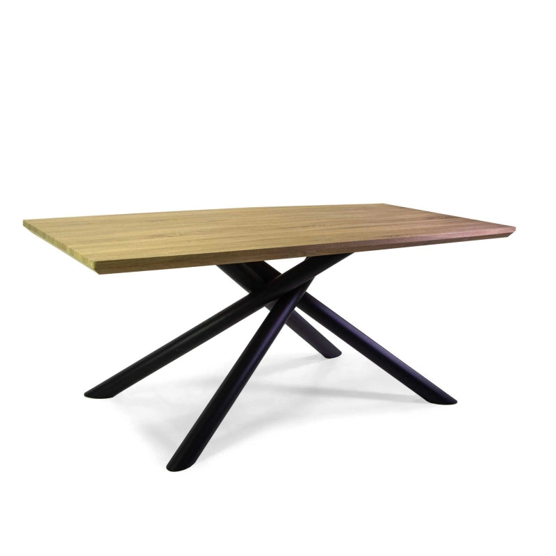 Tavolo metallo Canberra nero con top legno naturale cm 180x90h75