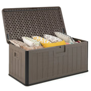 Contenitore da esterno 130 x 64 x 59 cm impermeabile e chiudibile a chiave tavolino laterale in HDPE marrone 20_0011485