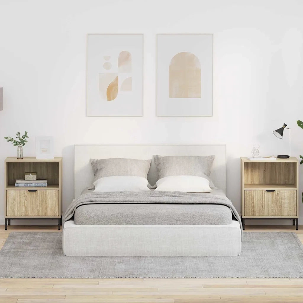 Set di 2 Comodini | Armadio da Notte | Mobiletto da notte rovere sonoma 49 x 36 x 61 cm