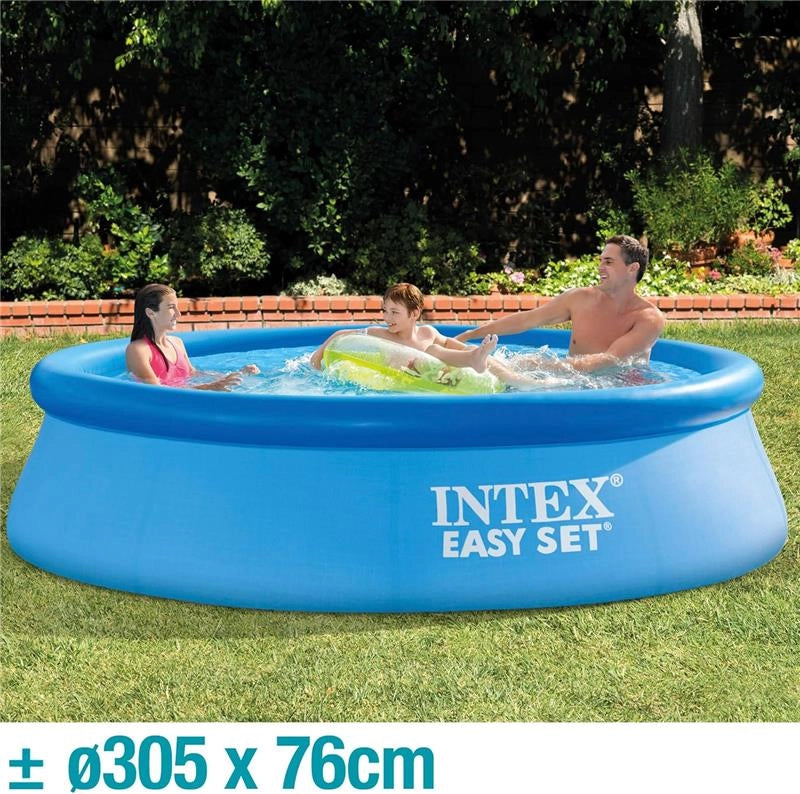 INTEX 28122NP – PISCINA FUORI TERRA EASY SET ROTONDA, POMPA FILTRO 1250 L/H, 3853 L, PVC, AZZURRO, 305X76 CM