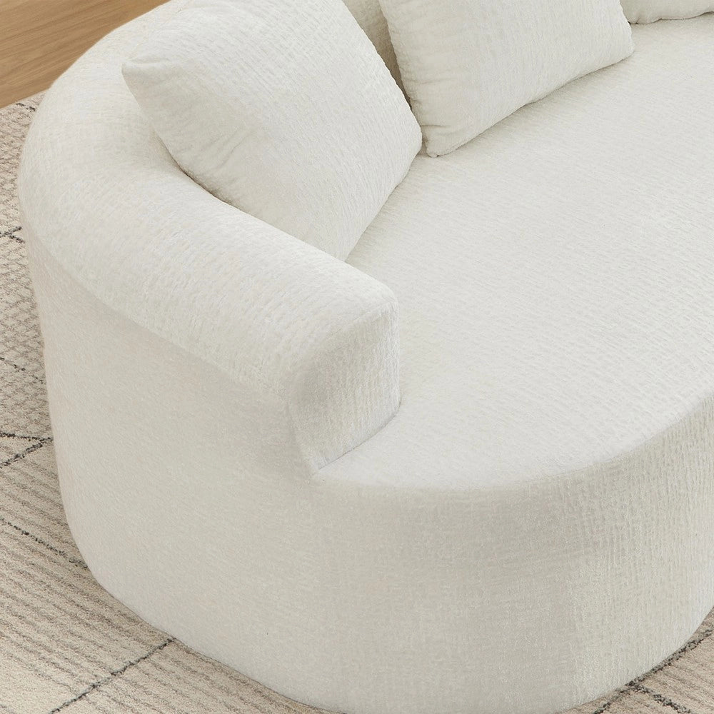 Divano 2 Posti Curvo con Cuscini in Chenille ¨C Xylo ¨C Grigio