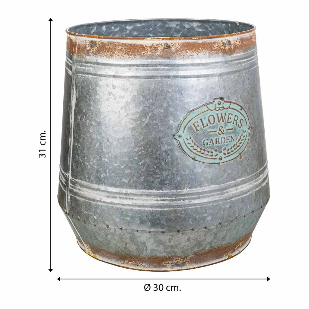 Vaso da fiori in metallo argentato 30xp26x31h t:30