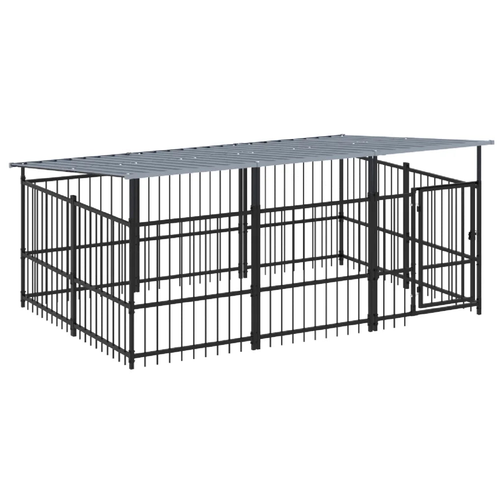 Gabbia per Cani da Esterno con Tetto in Acciaio 5,63 mÂ² cod mxl 44298