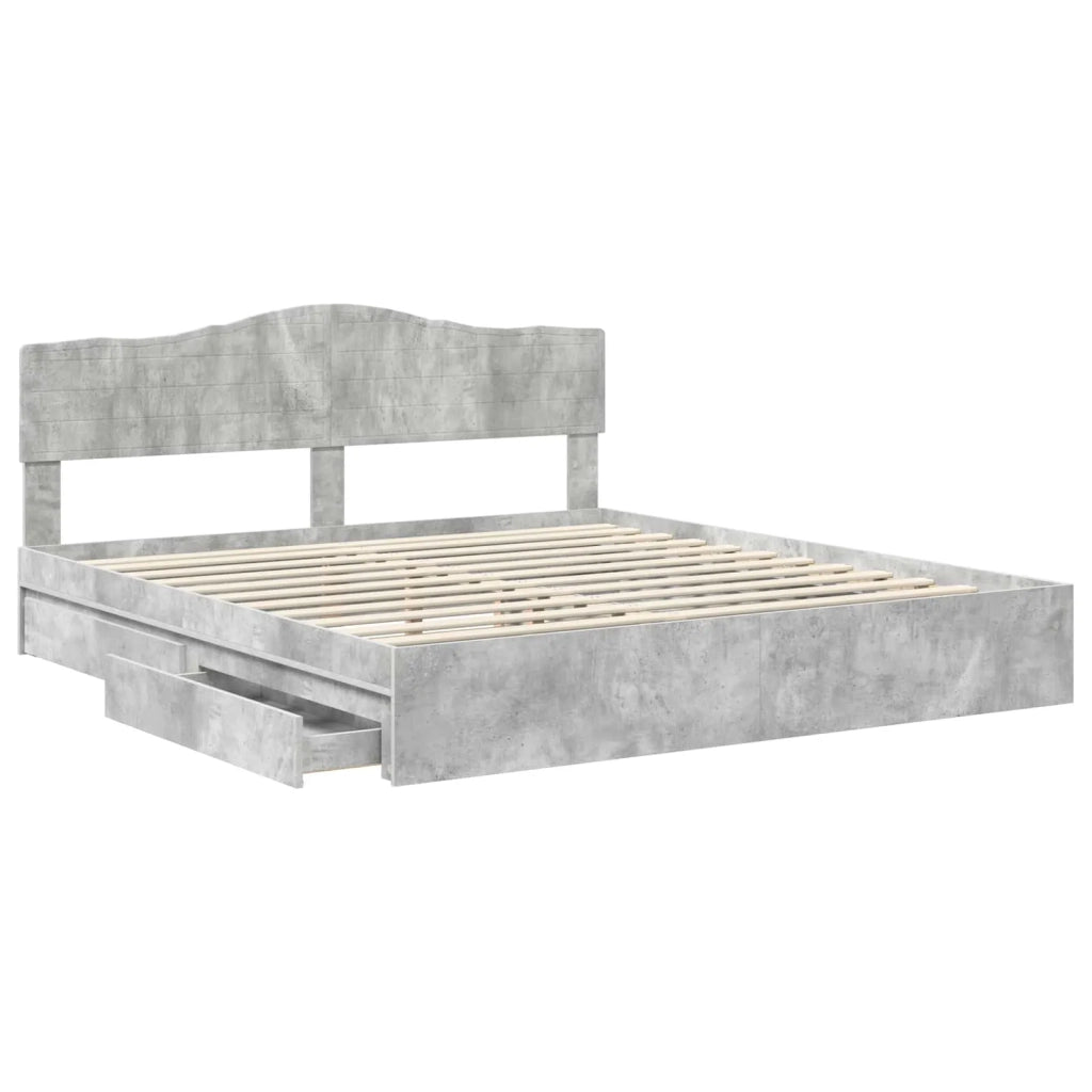 Letto con Contenitore con testiera Grigio cemento 200 x 200 cm