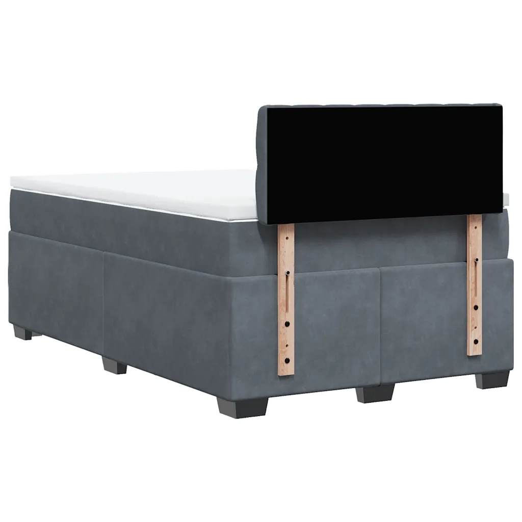Giroletto a Molle con Materasso Grigio Scuro 120x200 cm Velluto
