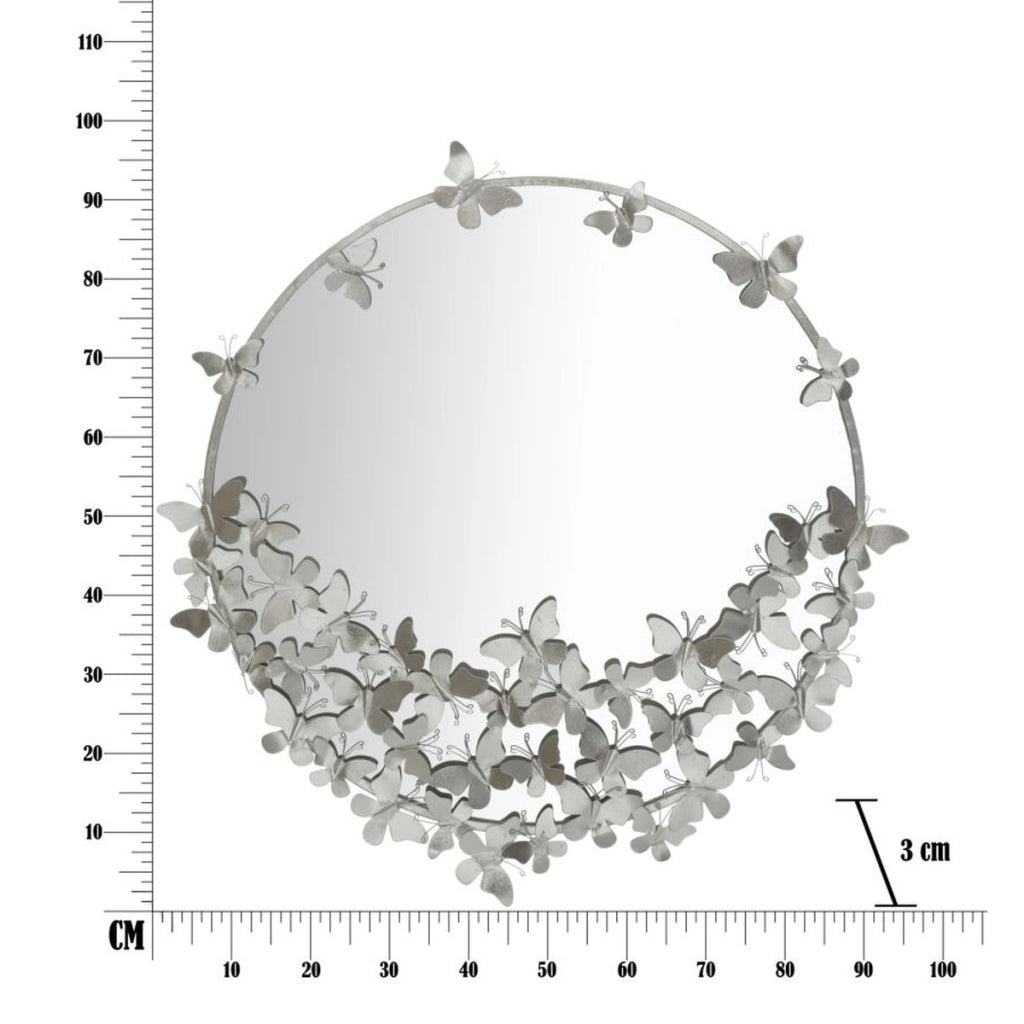 Specchio con Cornice Farfalla 30, Argento, Metallo, 91x3x94 cm