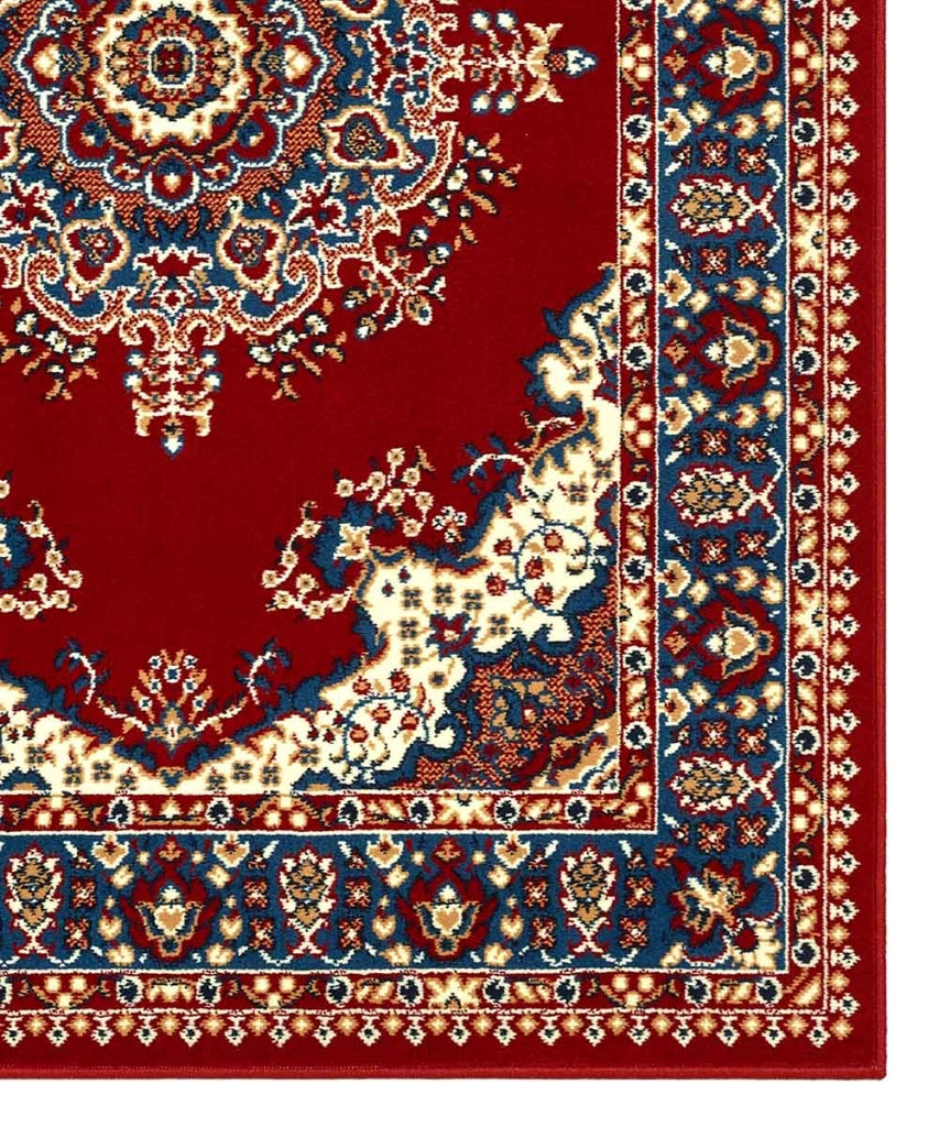Tappeto P4480 rosso cm.280x365 disegno persiano medaglione tradizionale, economico resistente facile da pulire