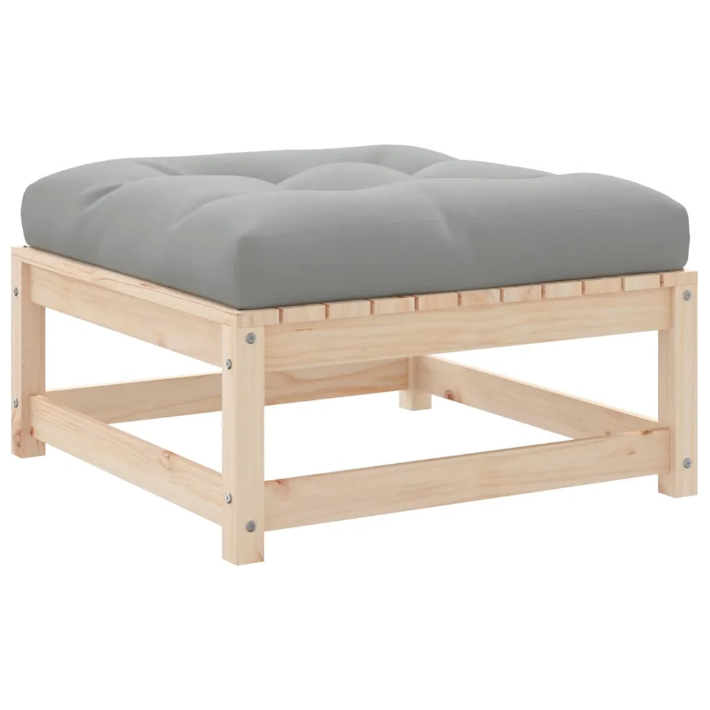 Sedia da giardino-Poggiapiedi da Giardino con Cuscini 2 pz Legno Massello di Pino 824156