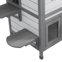 Casetta per Gatti a 2 Piani, Resistente alle Intemperie, 78.1 cm x 55.2 cm x 90.8 cm, Bianco e Grigio