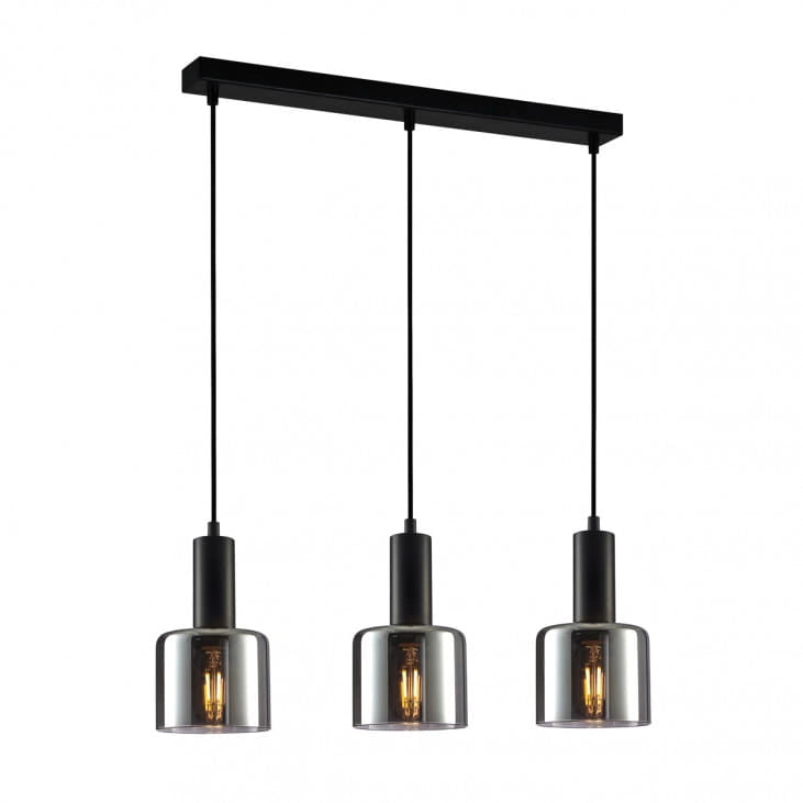 Italux Santia lampadario moderno nero in vetro 3xE27