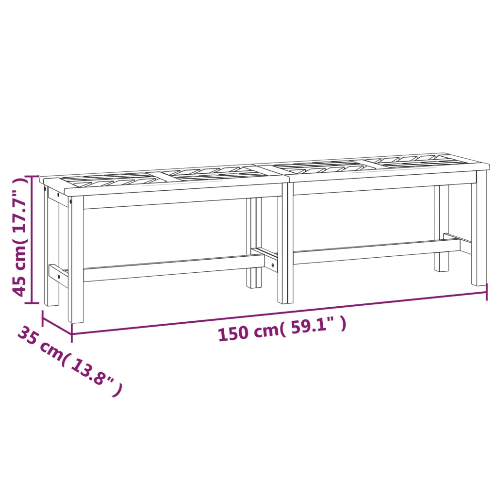 Panchina da Giardino | Panca da Giardino 150 cm in Legno Massello di Acacia