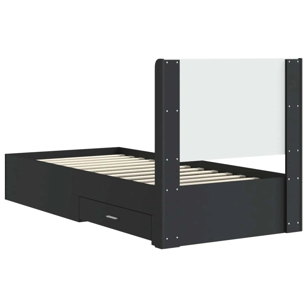 Struttura del letto con stoccaggio e testata Nero 75 x 190 cm 3414166