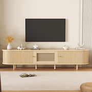 Mobile TV 180x40x40 cm con ante scorrevoli e cassetto in MDF naturale