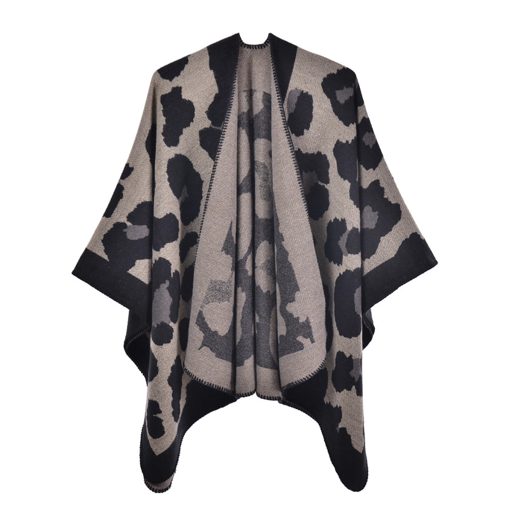Sciarpa da donna di nuovo stile con stampa leopardata, mantella in cashmere con spacco