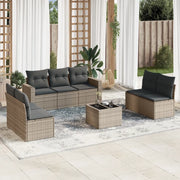 Set Divano da Giardino 8 pz con Cuscini Grigio in Polyrattan 3218830