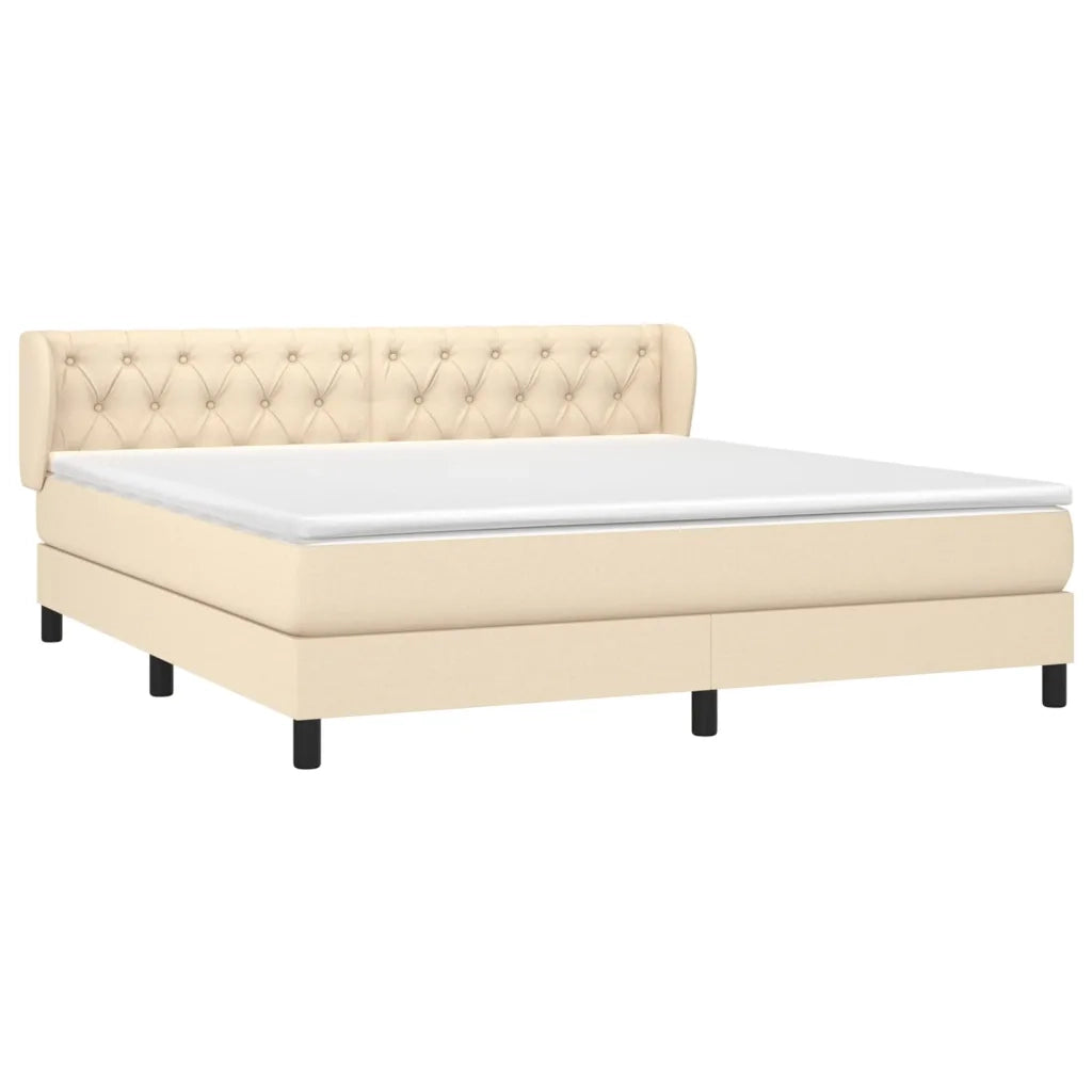 Giroletto a Molle con Materasso Crema 160x200 cm in Tessuto 3126498