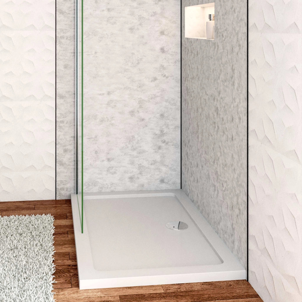 Piatto Doccia 80x76cm Bianco Spessore di 3 cm in Pietra Artificiale e Resina Minerale Mista Piletta Extra Piatta Sottile e Tubo inclusi