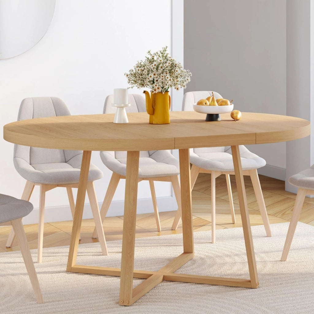 SELMA tavolo da pranzo rotondo allungabile 4-8 persone effetto legno faggio 110-150 cm
