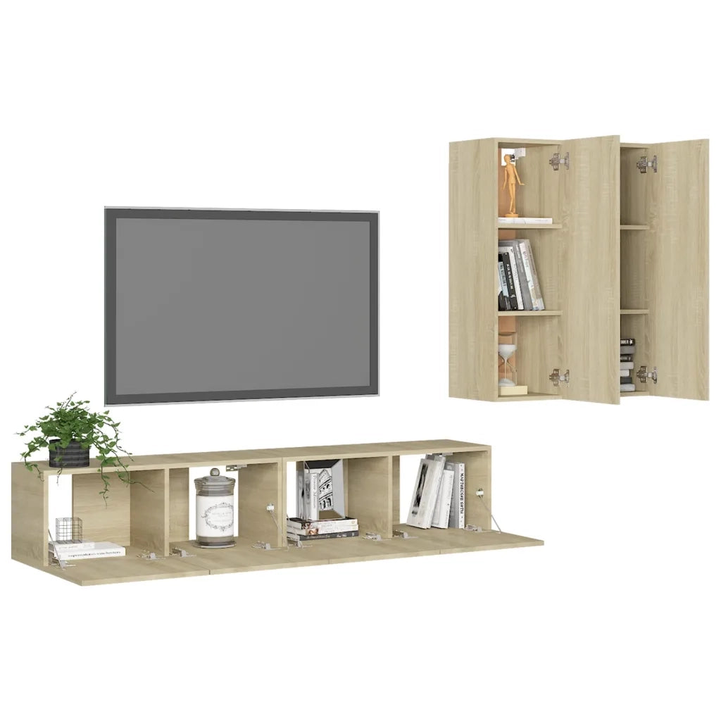 Set Porta TV 4 pz Rovere Sonoma in Truciolato cod mxl 11714